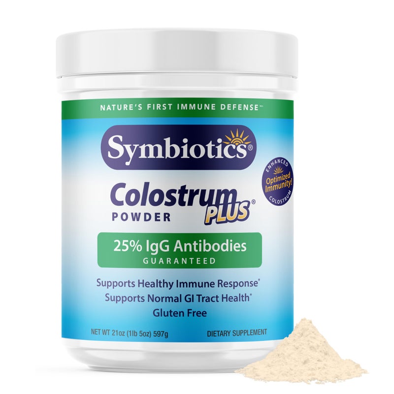 Symbiotics Colostrum Plus Powder 21 oz 597 g Immunity Support Promotes Athletic Performance and Optimal Iron Levels Immunoglobulin 25 lgG Antibodies Gluten Free